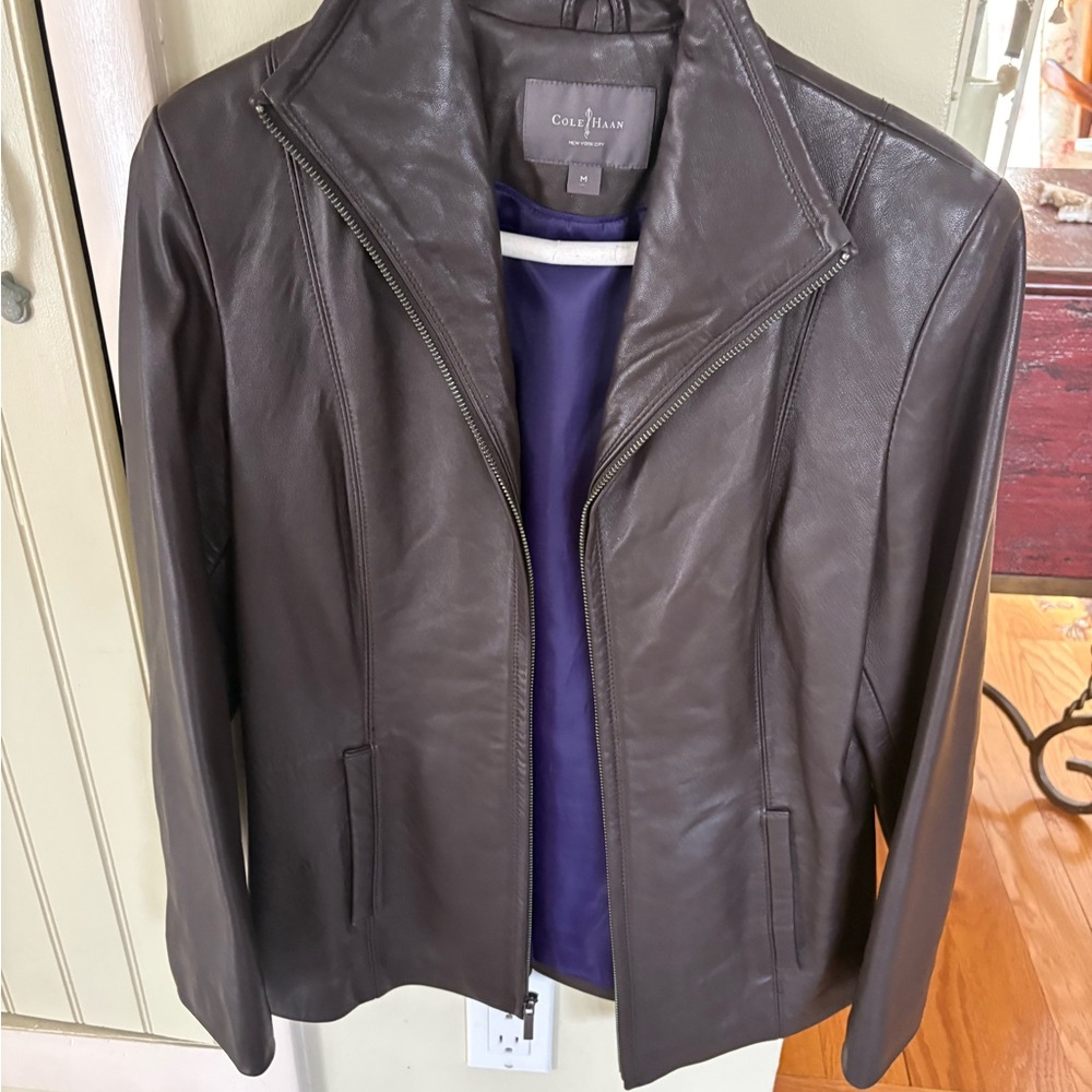 Cole Haan Women's Rich Brown Leather Jacket